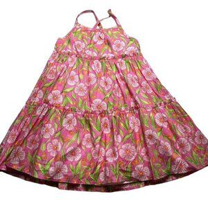 Cynthia Rowley Girls Tiered Pink Floral Lined Dress Size 7